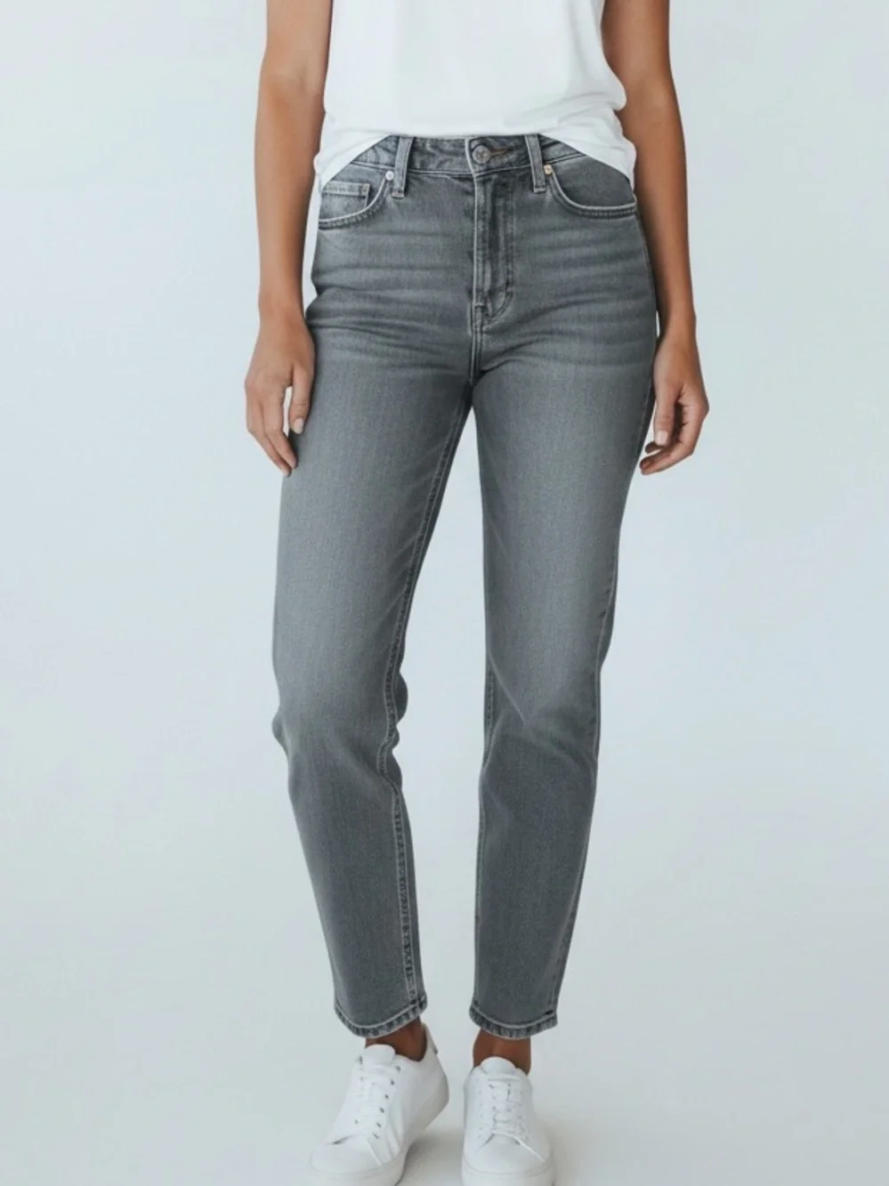 AG Adriano Goldschmied The Stevie Ankle Gray Slim Straight Jeans 28 Made USA